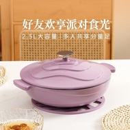 Return.Heqi Enameled cast-iron cookware Braised Baked Seafood Pot Soup Enamel Pan Braised Baked Pot Binaural Flat Bottom Stew Pot