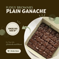 Fudgy Brownies Plain (with choc ganache)