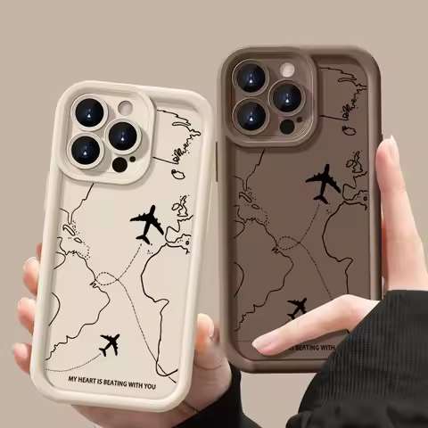 Airplane Route Pattern Phone Case For iPhone 17 Air 16e 16 15 14 Pro Max 13 12 Pro 11 15 Plus Shockp