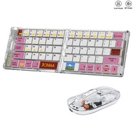 JOMAA ชุดไร้สายชาร์จได้บลูทูธชุดเมาส์คีย์บอร์ดไร้สายพับได้โปร่งใสสำหรับ Ios/Windows/android/smartpho