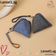 LANSELL Coin Change Wallet, Portable Canvas Triangle Coin Purse, Multifunctional Mini with Lanyard E