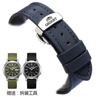 ((Ready Stock) Fast Shipping High-Quality Canvas Oriental Double Lion Orient Canvas Genuine Leather Watch Strap Men Women Pin Buckle Butterfly Buckle 20/22mm Flat Direct Interface