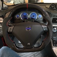 Customized Alcantrara Volvo Steering Wheel Real Cabon Racing for S60 V70 S60R V70R P2 RED Label