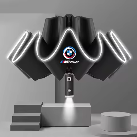 Car Led Light Automatic Folding Windproof Sunshade Umbrella For BMW M Power E39 E46 E60 E70 E90 F10 