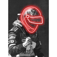 ศิลปะภาพพิมพ์หมวกนีออนสุดเท่ห์ F1 สำหรับผู้รักการแข่งรถ