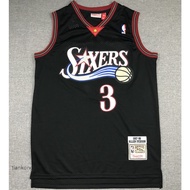 2025 Men Philadelphia 76ers New #   3 Allen Iverson Embroidered Retro Basketball Jersey Black