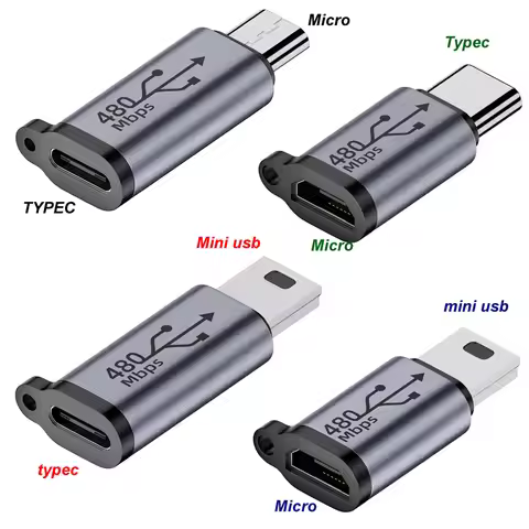 Type-C to Micro, Micro to Type-C, Type-C to Mini USB, Micro to Mini USB Adapter, Female to Male Adap