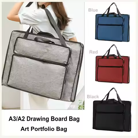 Solid Color Artist Bag A2 Art Portfolio Shoulder Bag Waterproof A3 Drawing Board Bag Carry Tote Bag