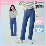 GIORDANO Women Jeans Mid Rise Washed Denim Jeans Five-Pocket Fashionable Casual Slim Fit Denim Pants