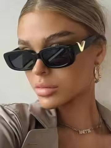 Fashion Cat Eye Sunglasses Luxury V Sun Glasses For Ladies Classic Rectangle Driving Eyewear UV400