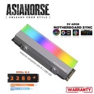 【ฮีตซิ้งระบายความร้อน SSD M.2】ASIAHORSE 5V 3Pin ARGB Cooler Heatsink For PCIE NVME M.2 2280 / Gray C