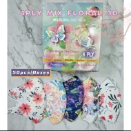 MARS HEADLOOP MASK FLORAL DESIGN COLOURFUL HIJAB HIJAB MIX 5 IN 1 -4PLAY DISPOSABLE MASK READY STOCK