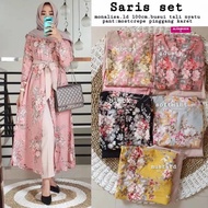 Setelan Wanita Saris Set Belt Motif Bunga Dress Muslim Modern