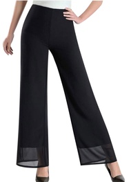 Womens Chiffon High Waist Palazzo Dressy Pants Flare Elastic Waist Culottes Trousers Pant