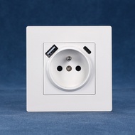 European Standard European Regulation Plug USB Socket Type-A+C French-style Socket16A Wall socket110