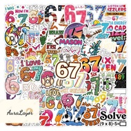 [AuraLayor] Six Seven Stickers, 50 "67" Stickers, Funny 67 Sticker Waterproof, 6 7 Meme Sticker For 