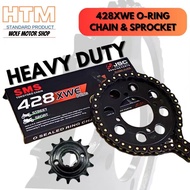 428 132L SMS 428XWE DEMAK EVO Z EVOZ HTM CHAIN 428 SPROCKET SET GOLD CHAIN & SPROCKET BLACK