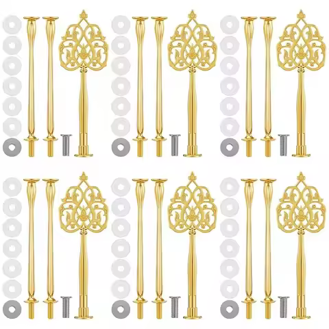 J1UL1N Vintage Heavy Metal Hardware Kit 3 Tier Cake Stand- 6 Sets Vintage Gold Fittings For Dessert 