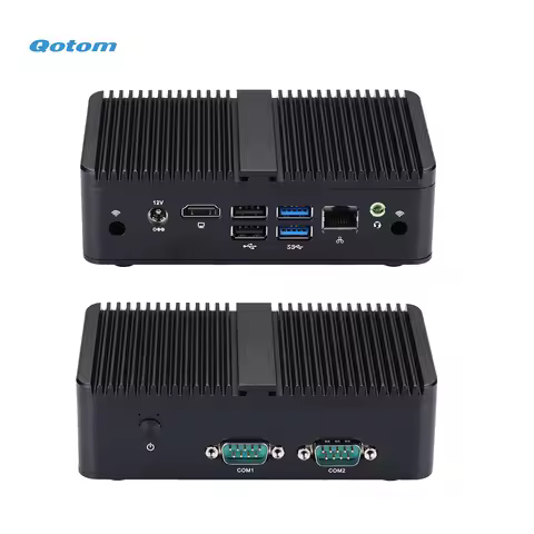 Qotom Mini PC J4125 Quad Core 2.0 GHz Running 24/7 HD 1.4 Support 4K DDR4 4GB/8GB RAM mSATA SSD 2x R