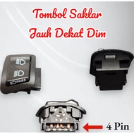 TOMBOL MERAH 4-Point Pass Beam Switch, 4-Pin Dimmer Pass Light Button Switch Vietnam Black, Red, Uni