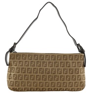FENDI Zucchino 單肩包，尼龍帆布，棕色，肩帶，拉鍊，女士 [二手]