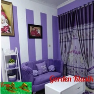 Gorden Pintu Kamar/ Gorden Ruang Tamu Motif Minimalis Warna Coklat Paduan Cream / Horden Jendela Model Terbaru / Walpaper Dinding / Tirai Gorden / Tabir Jendela / Lansai