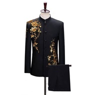 GUKENRO เสื้อคลุมถางนักเรียนจบการศึกษาสำหรับผู้ชายคอตั้งเครื่องแต่งกายสำหรับการแสดง Zhongshan ชุดเดร