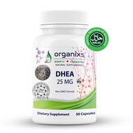 Organixs Halal Certified Natural DHEA Supplement 25 mg- For Men & Women-50 Capsules Expiry 03/2027