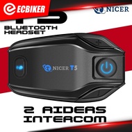 TNICER T5 500m 2 Riders Bluetooth Helmet Intercom Headset Music Sharing Ultra-Long Range with Qualit