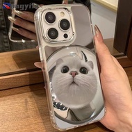 Lovely Funny Cat Mirror Phone Case For OPPO Reno 13F 12 Pro 12F A98 A79 A59 A16K A16E A2M A3X A3 A2X