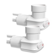 2 Pack Plug in Light Socket, 3-Prong Light Socket Plug Adapter with On/Off Switch, 360° Rotatable Ou