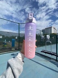 1000ml 1L漸變磨砂水壺/水樽💧有刻度提示飲水時間 見字飲水 Water bottle 運動 行山 郊遊 多喝水