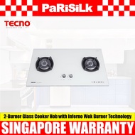 TECNO T 2288TGSV 2-Burner Glass Cooker Hob with Inferno Wok Burner Technology (88cm) (Optic White)