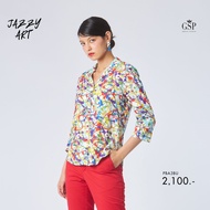 GSP Womans shirt Jazzy Art เสื้อเชิ้ตผู้หญิง แขนสามส่วน สีสดใส PBA3BU