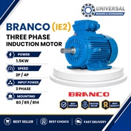 BRANCO MOTOR 3 PAHSE INDUCTION MOTOR (IE2) 1.5KW (2HP) B3 B5 B14 ELECTRIC MOTOR 2 POLE 4 POLE
