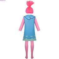 YB1 Trolls Poppy Branch Cosplay Costume Wig Dress Kids Adult Cartoon Fairy Uniform Halloween Party C