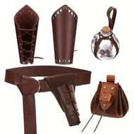 Medieval Viking Pouch Bag Hangable Belt Dice Bag Retro PU Leather Drawstring Bag Coin Purse LARP Med