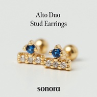 Sonora Alto Duo Stud Earrings, Rhapsody Collection, 18K Gold Plated 925 Sterling Silver