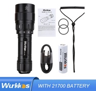 Wurkkos DL10R Scuba Diving Torch XHP70.2 LED Flashlights 4500lm 21700 USB-C Rechargeable Rotary Swit