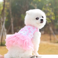 DY Loving Dog Clothes Korean Style 3D Peach Floral Vest Dress Breathable Gause Dress for Dog Cat Shi