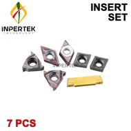 Paket Lengkap Insert Bubut Set 7 pcs Holder Potong Ulir Luar Dalam Pahat Bubut Set Untuk Gagang 16mm