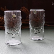 早期進口透明水杯－浮雕櫻桃 (舊物/老件/玻璃/水果)