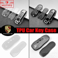 Porsche Soft TPU Car Key Case Keychain Transparent Protective Cover For Cayenne 911 992 718 Macan Pa