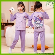 Cute Girls Sleeping Wear Kids Pyjamas Big Girls Simple Loungewear Kids Pyjamas Sleepwear Long Sleeve