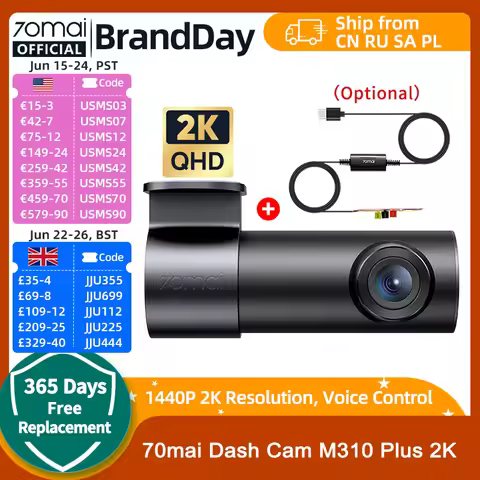 70mai Dash Cam M310 Plus 2K 1440P Super Night Vision F1.55 Aperture 70mai M310 2K Car DVR 24H Parkin