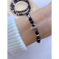 Pure Natural Silver Shining Stone Single Circle Bracelet with White Crystal S925 Silver Accessories,