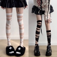 [3-5 Days Arrive] Core Silk Over Knee Stockings JK Lolita Style, Bandage Design OTK Socks for Cospla