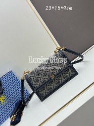 全新🌸Tory Burch T Monogram 風琴包 經典老花斜挎包 深藍 單肩包
