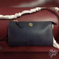 TORY BURCH  深藍色 素面防刮皮斜背包 現貨 付購買收據