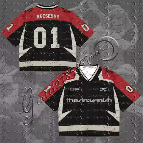 ENHYPEN Unisex Oversized Color Block Baseball Jersey 'The Sin Vanish' Kpop Streetwear Fans Casual Me